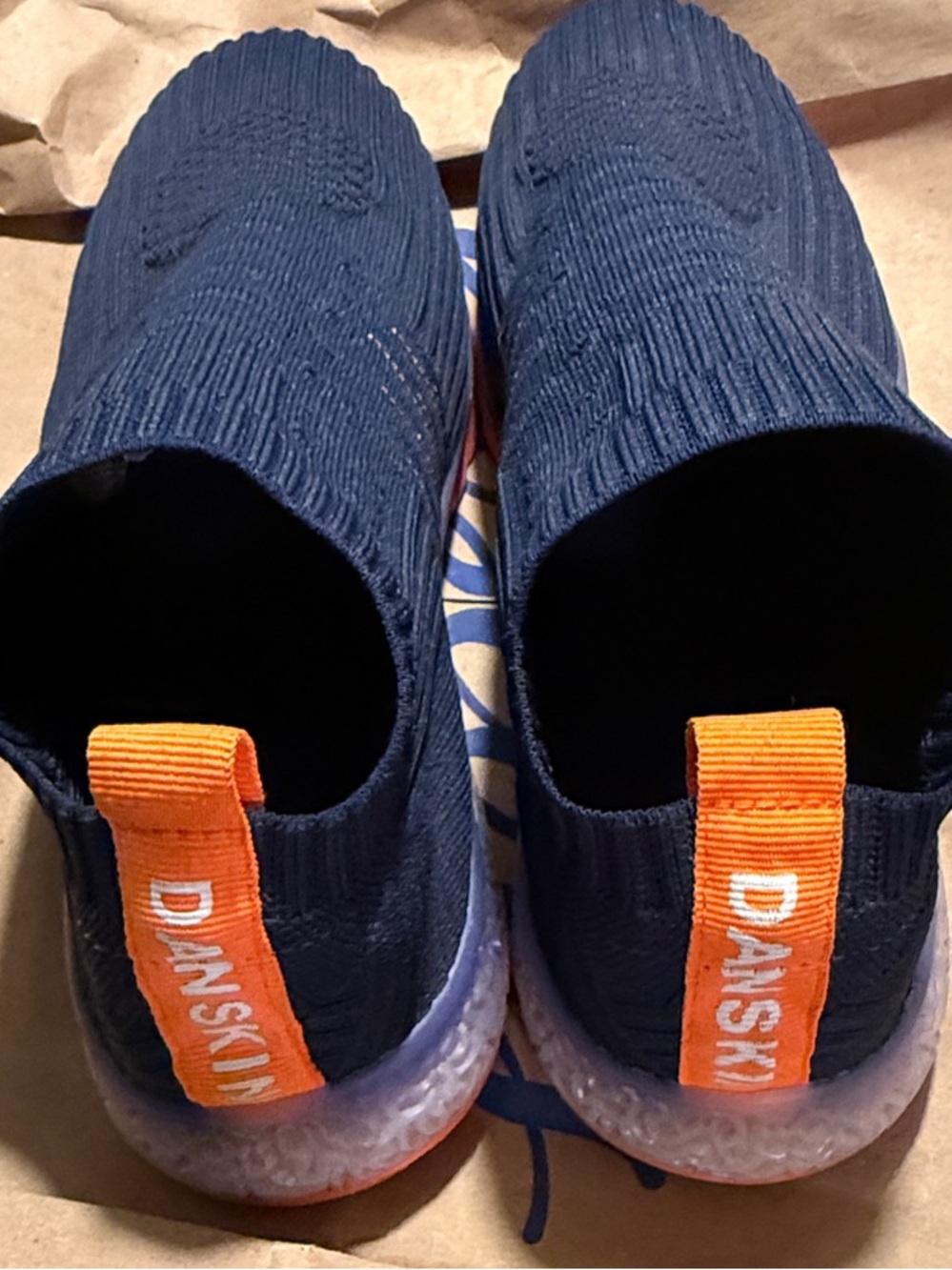 Danskin Navy Slip-On Sneakers with Orange Pull Tabs